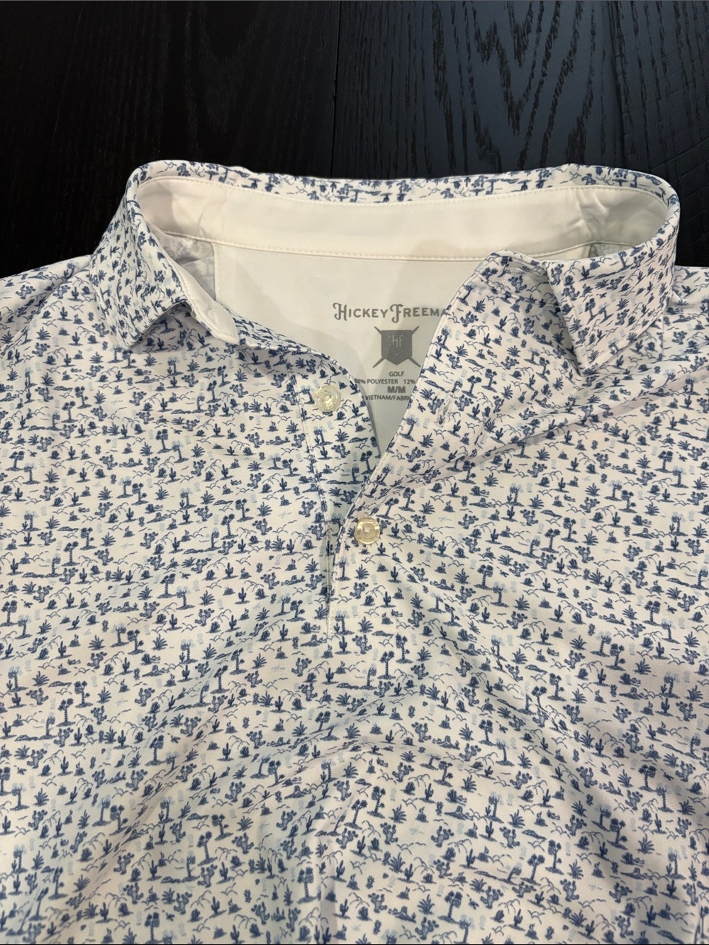 Hickey Freeman Men's White & Navy Printed Polo Shirt